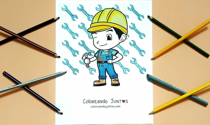 Dibujo de albañil coloreado por Coloreando Juntos
