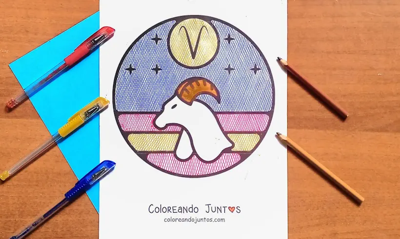 Dibujo del signo Aries coloreado por Coloreando Juntos