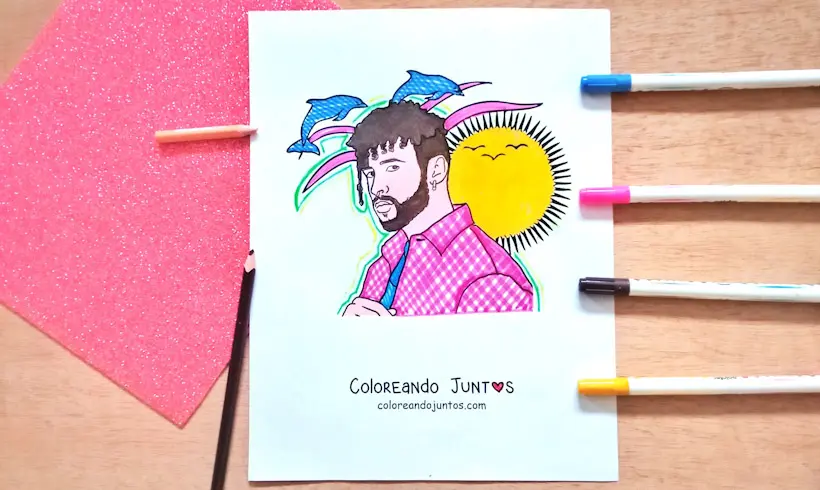 Dibujo de Bad Bunny coloreado por Coloreando Juntos