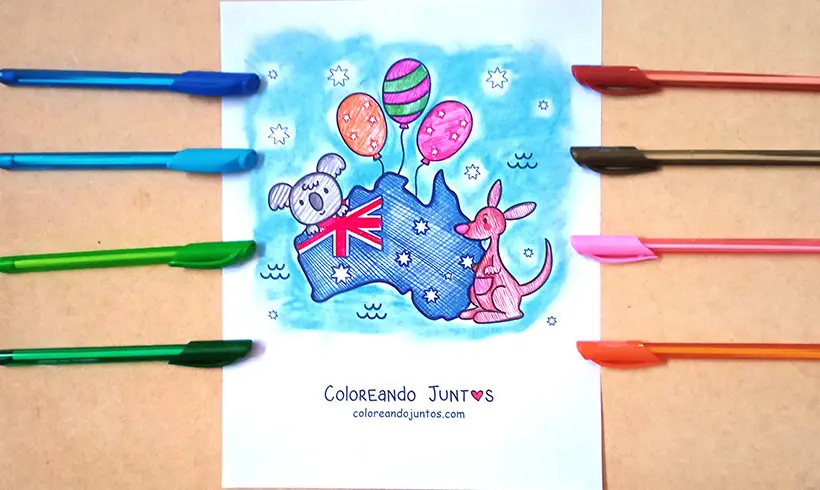 Dibujo de bandera de Australia coloreada por Coloreando Juntos