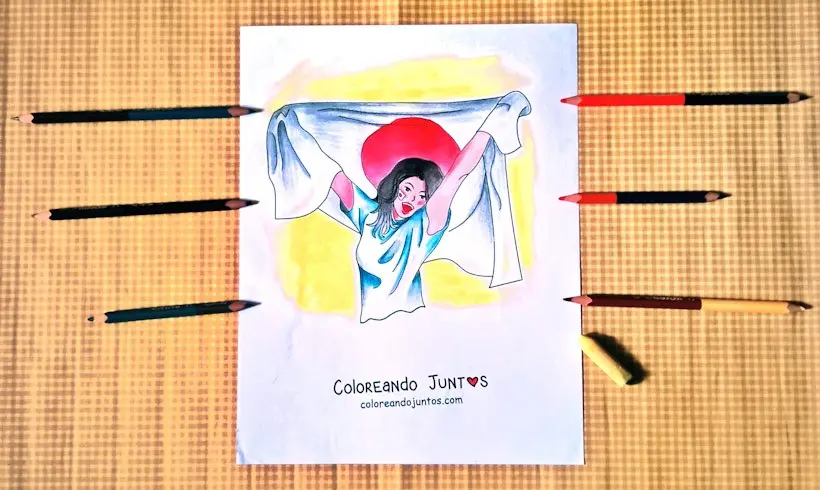 Dibujo de bandera de Japón coloreada por Coloreando Juntos
