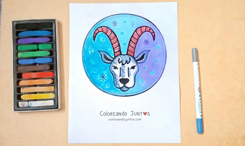 Dibujo del signo Capricornio coloreado por Coloreando Juntos