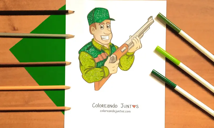 Dibujo de un cazador coloreado por Coloreando Juntos
