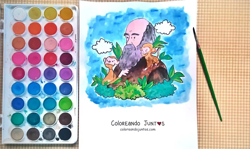 Dibujo de Charles Darwin coloreado por Coloreando Juntos