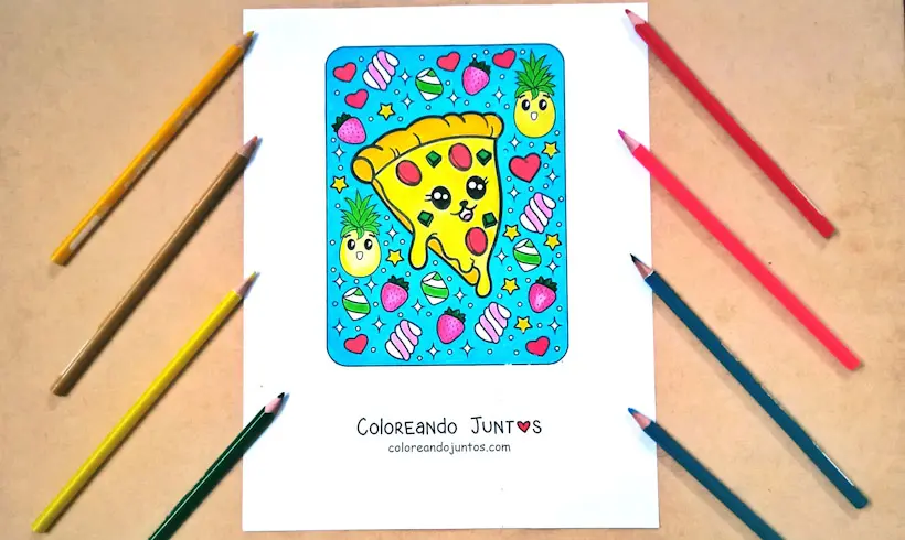 Dibujo de comida kawaii coloreada por Coloreando Juntos