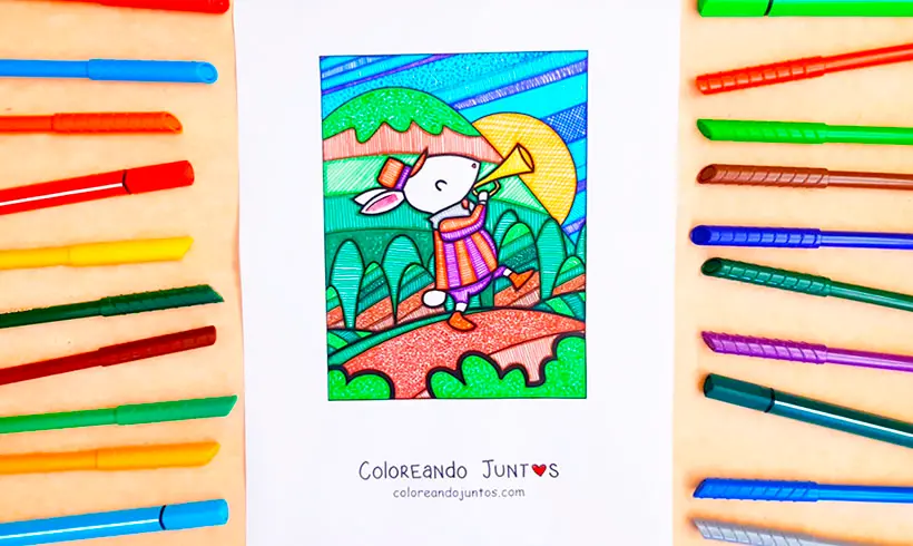 Dibujo de conejo coloreado por Coloreando Juntos