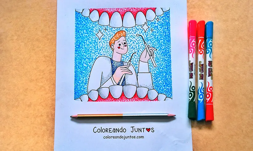 Dibujo de dentista coloreado por Coloreando Juntos