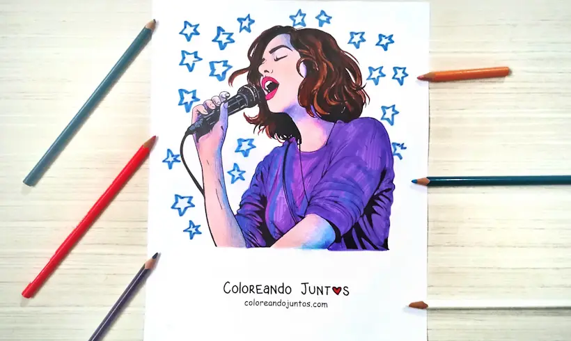 Dibujo de Dua Lipa coloreada por Coloreando Juntos