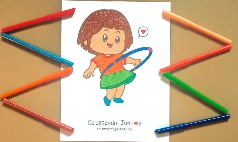 Dibujo del hula hula coloreado por Coloreando Juntos