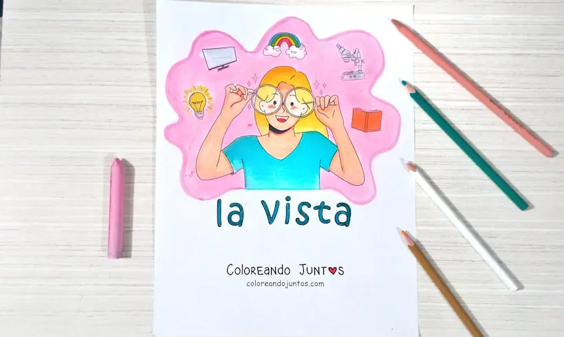Dibujo del sentido de la vista coloreado por Coloreando Juntos