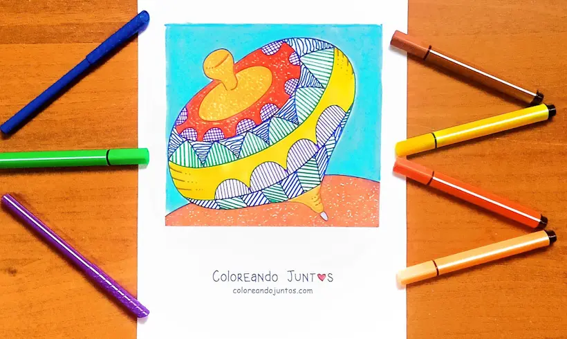 Dibujo de trompo coloreado por Coloreando Juntos