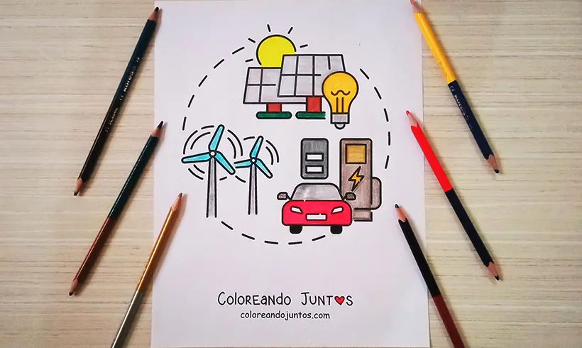 Dibujo de electricidad coloreado por Coloreando Juntos