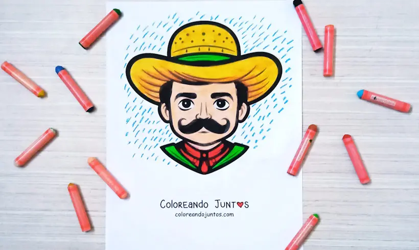 Dibujo de Emiliano Zapata coloreado por Coloreando Juntos