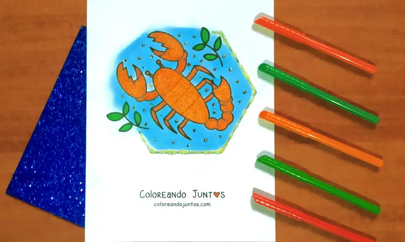 Dibujo del signo Escorpio coloreado por Coloreando Juntos