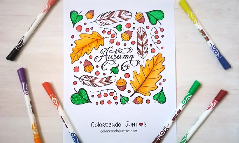 Dibujo de estación del año en inglés coloreada por Coloreando Juntos