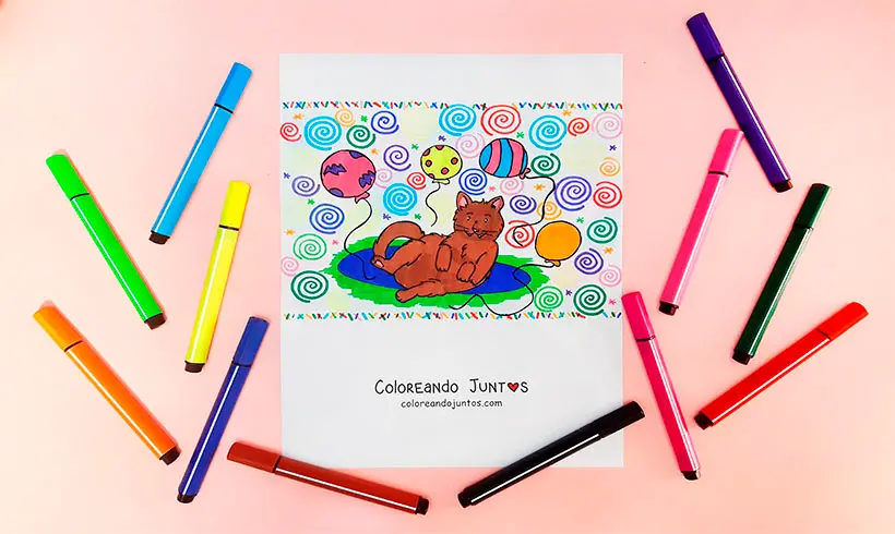Dibujo de globos coloreado por Coloreando Juntos