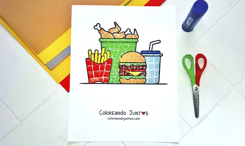 Dibujo de hamburguesa coloreada por Coloreando Juntos