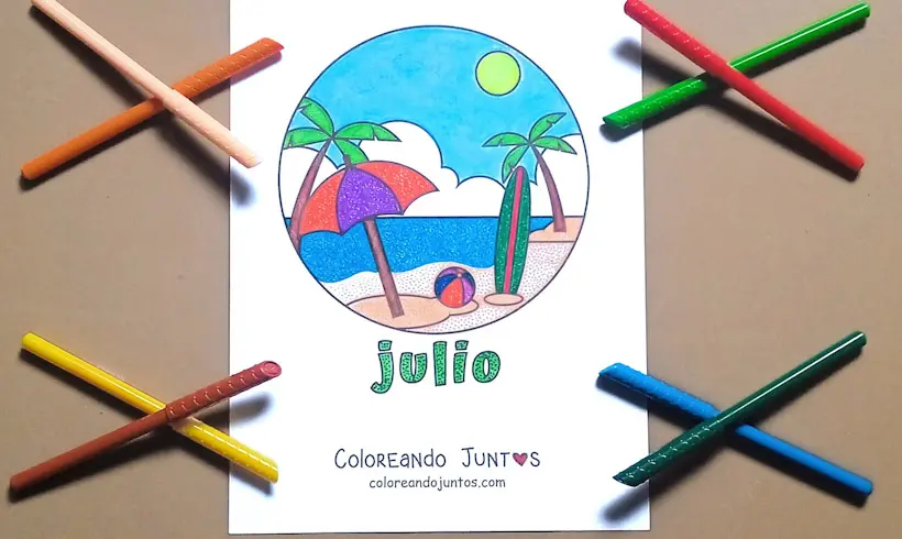 Dibujo del mes de julio coloreado por Coloreando Juntos