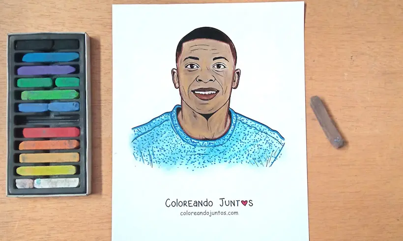 Dibujo de Kylian Mbappé coloreado por Coloreando Juntos