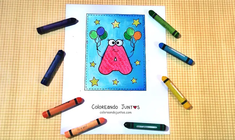 Dibujo de la letra A coloreada por Coloreando Juntos