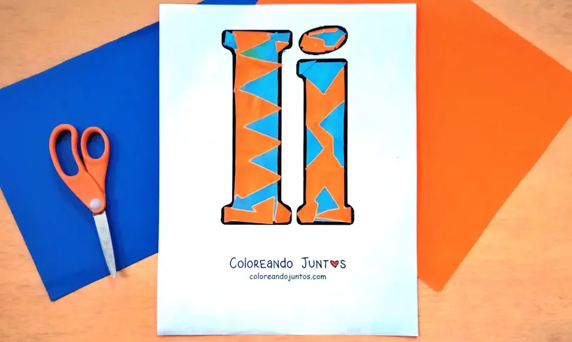 Dibujo de la letra I coloreada por Coloreando Juntos