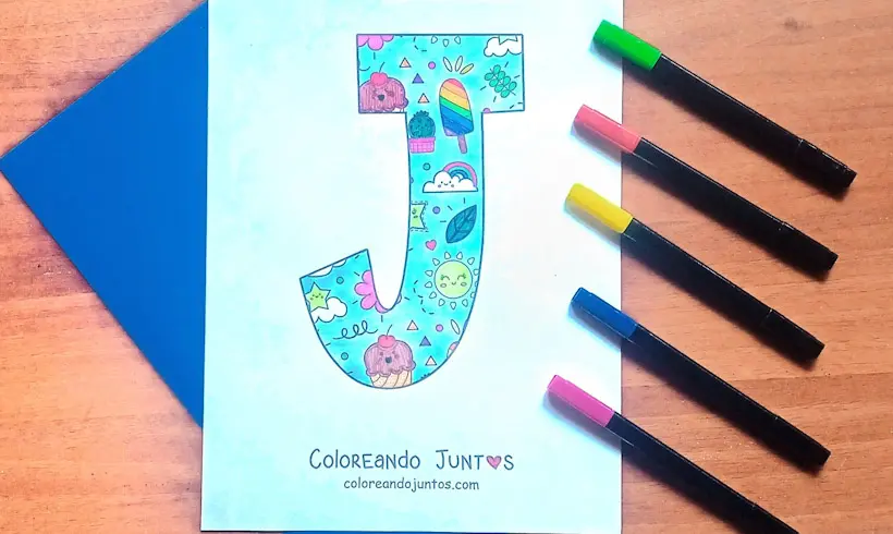 Dibujo de la letra J coloreada por Coloreando Juntos