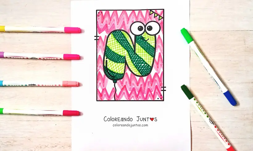 Dibujo de la letra N coloreada por Coloreando Juntos