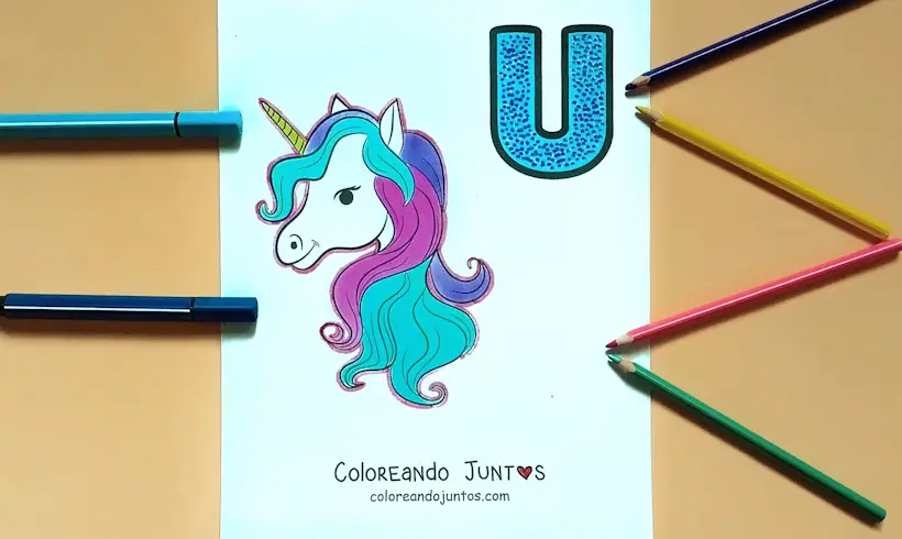 Dibujo de la vocal U coloreada por Coloreando Juntos