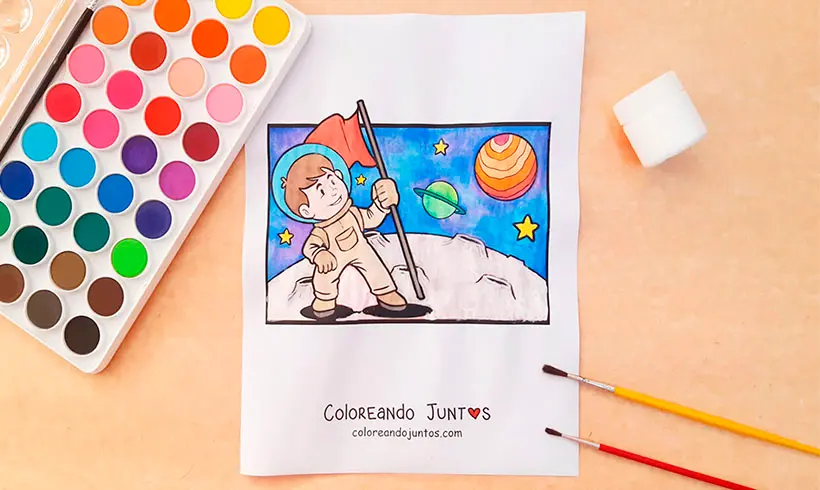 Dibujo de luna coloreada por Coloreando Juntos