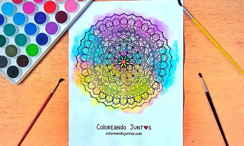 Dibujo de mandala difícil coloreada por Coloreando Juntos