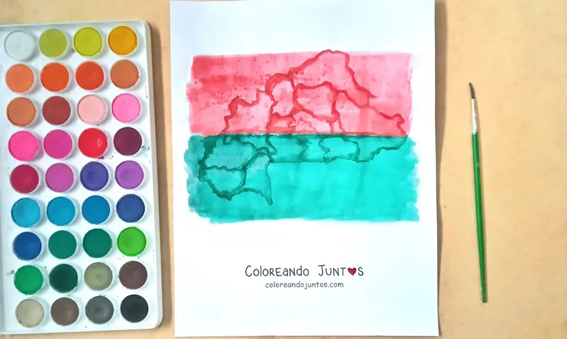 Dibujo del mapa de un país africano coloreado por Coloreando Juntos