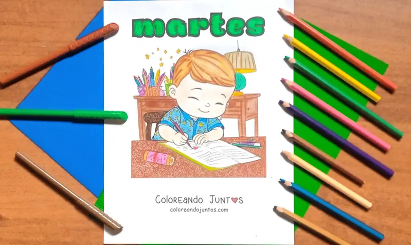 Dibujo del día martes coloreado por Coloreando Juntos