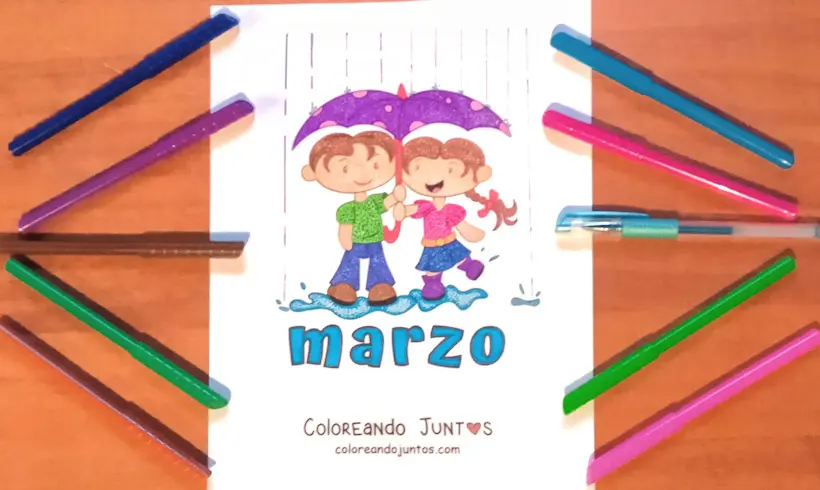 Dibujo del mes de marzo coloreado por Coloreando Juntos