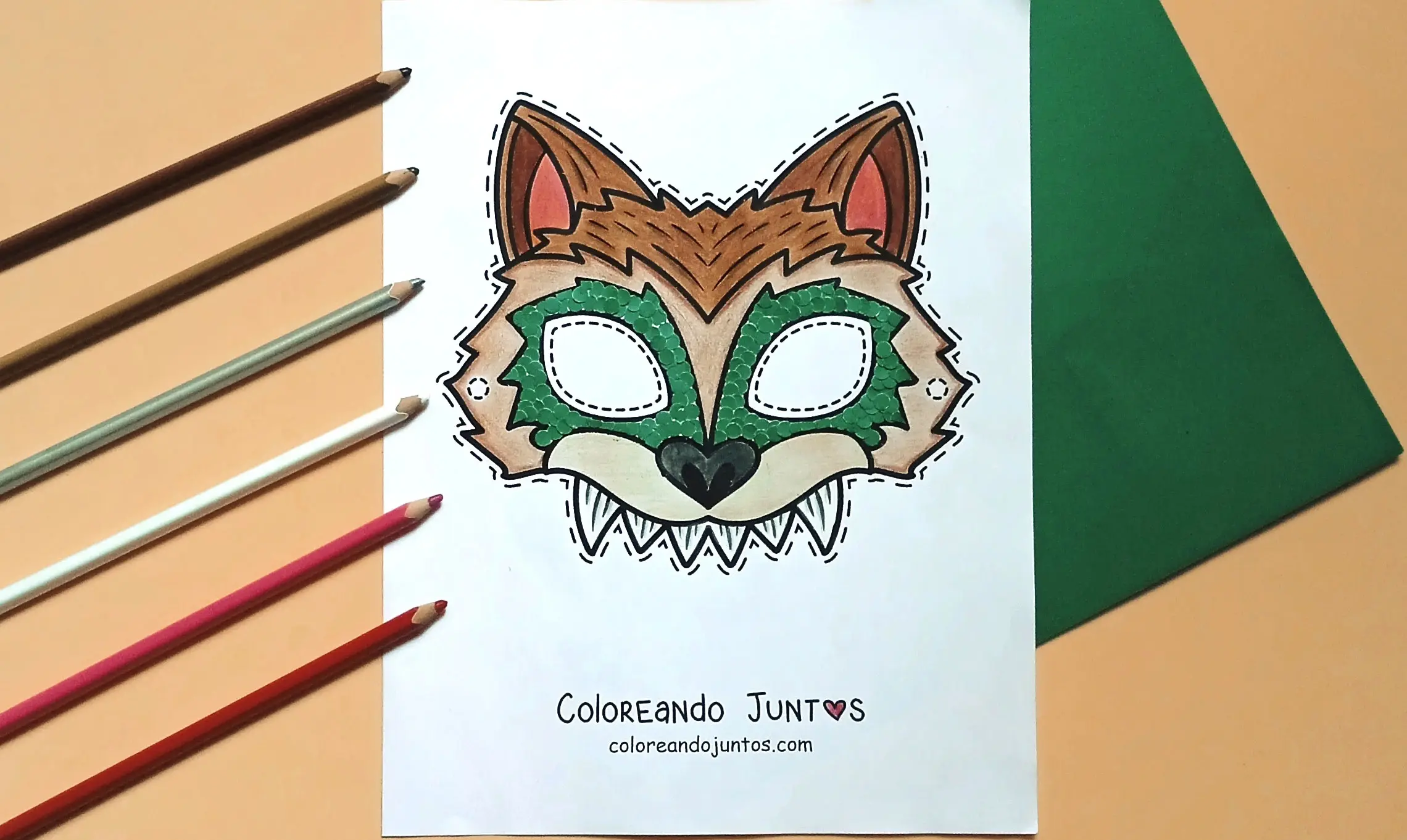 Dibujo de máscara de Halloween coloreada por Coloreando Juntos