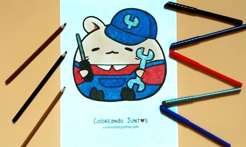 Dibujo de mecánico coloreado por Coloreando Juntos
