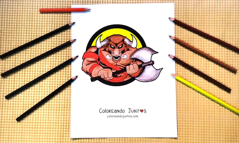 Dibujo del Minotauro coloreado por Coloreando Juntos