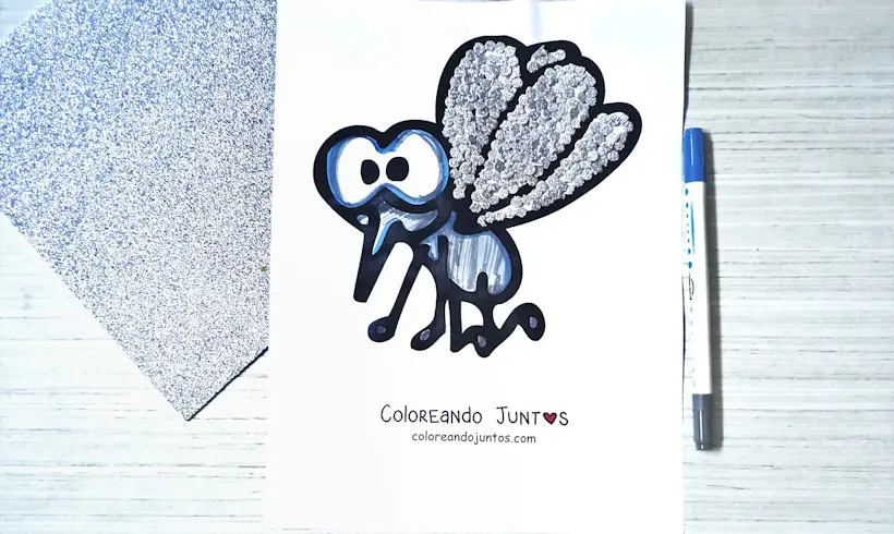 Dibujo de un mosquito coloreado por Coloreando Juntos