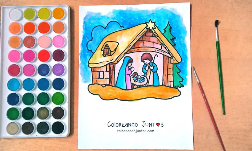 Dibujo de Nacimiento coloreado por Coloreando Juntos