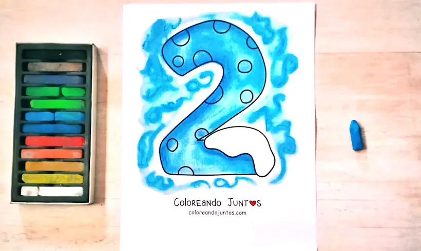 Dibujo del número 2 coloreado por Coloreando Juntos