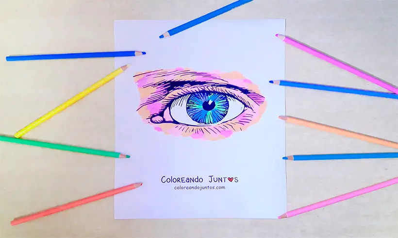 Dibujo de ojo coloreado por Coloreando Juntos
