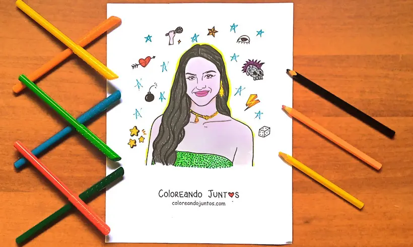 Dibujo de Olivia Rodrigo coloreada por Coloreando Juntos