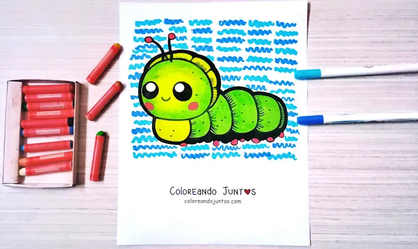 Dibujo de una oruga coloreado por Coloreando Juntos