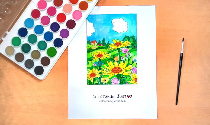 Dibujo de paisaje coloreado por Coloreando Juntos
