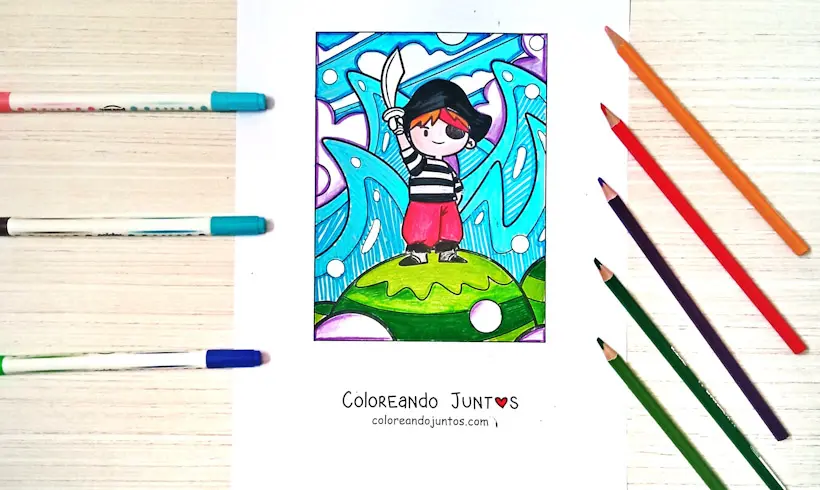Dibujo de pirata coloreado por Coloreando Juntos