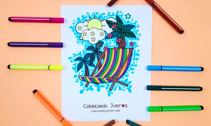 Dibujo de verano coloreado por Coloreando Juntos
