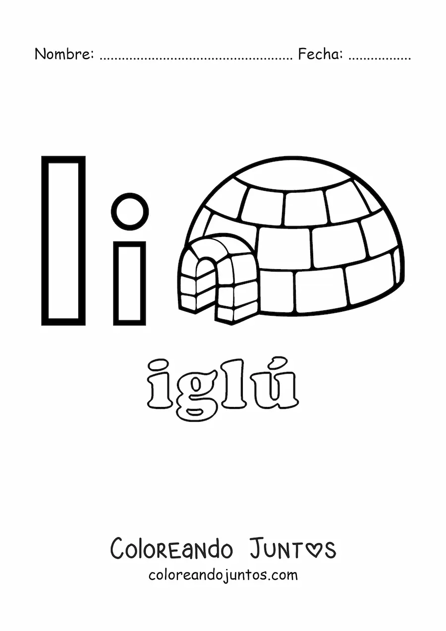 Imagen para colorear de i de iglú