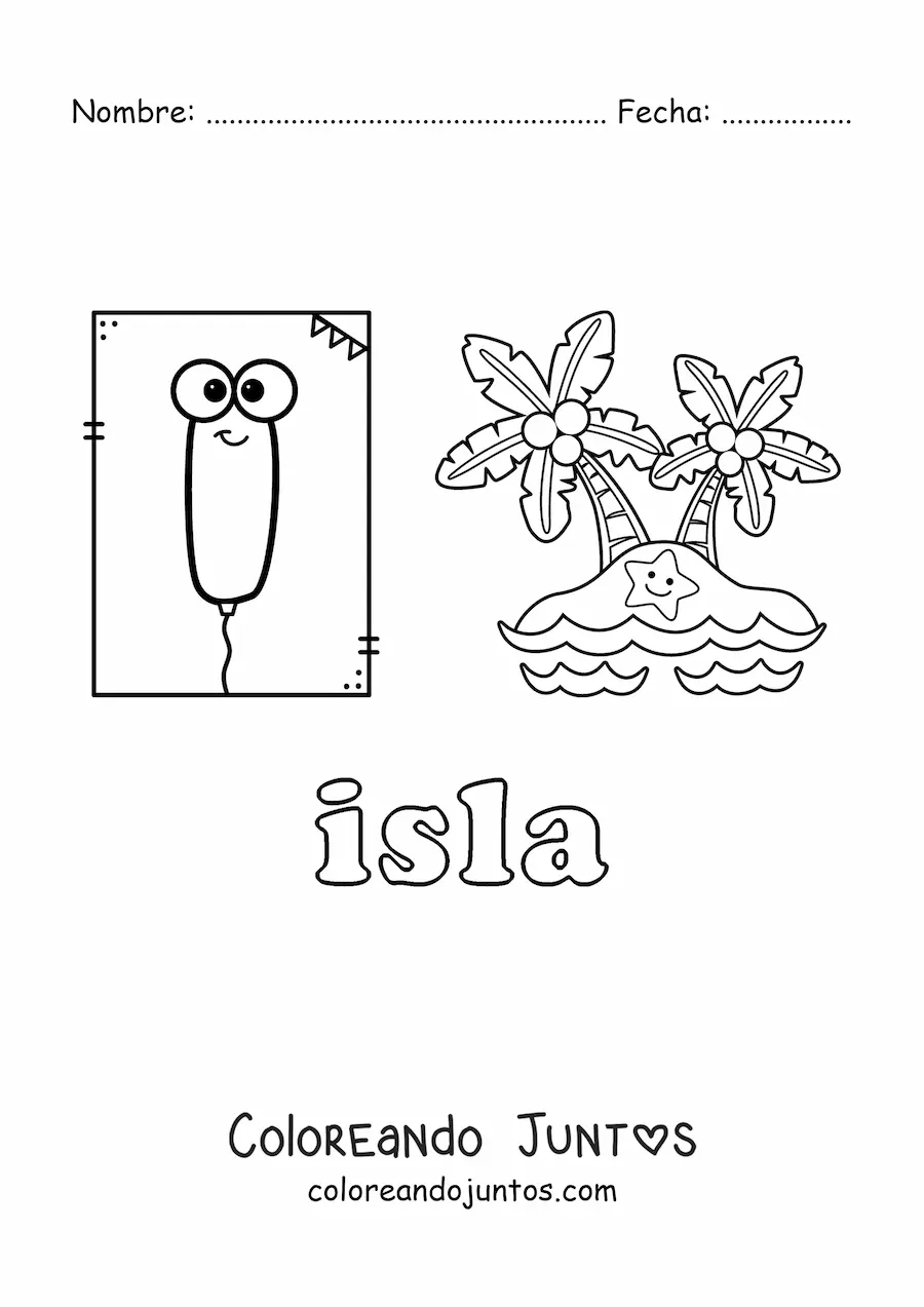 Imagen para colorear de i de isla