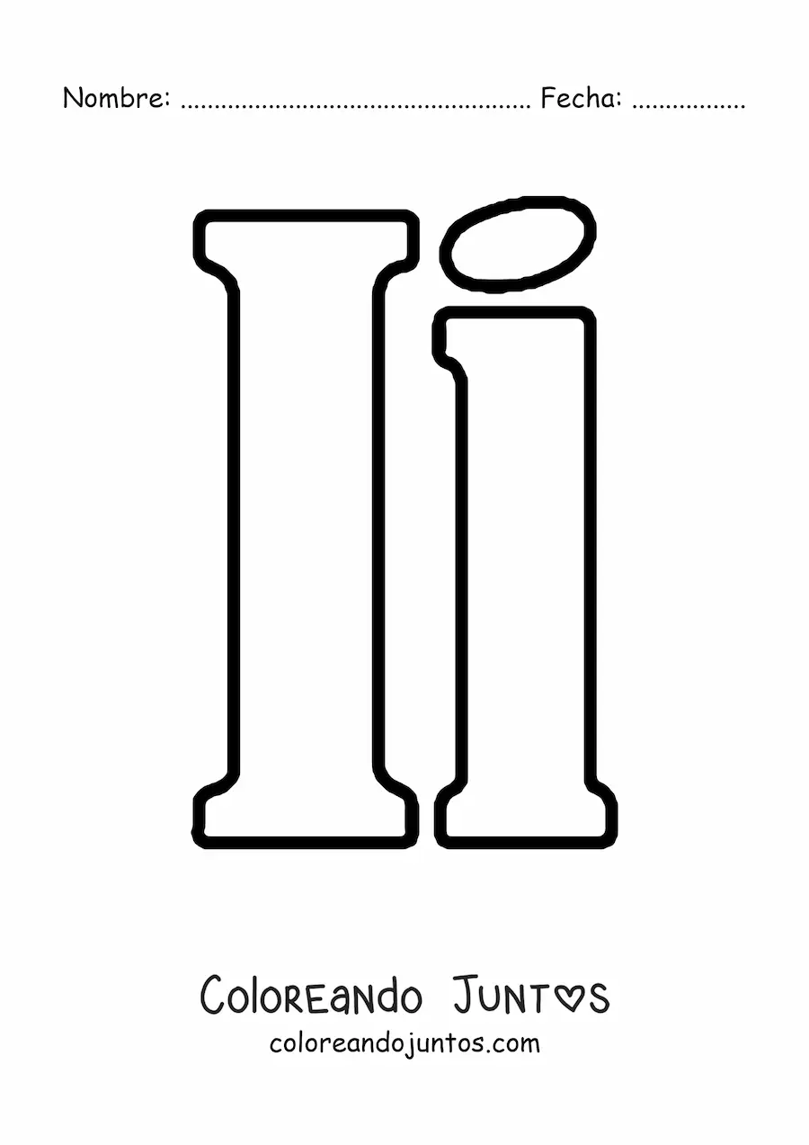 Imagen para colorear de letra i mayúscula y minúscula grande