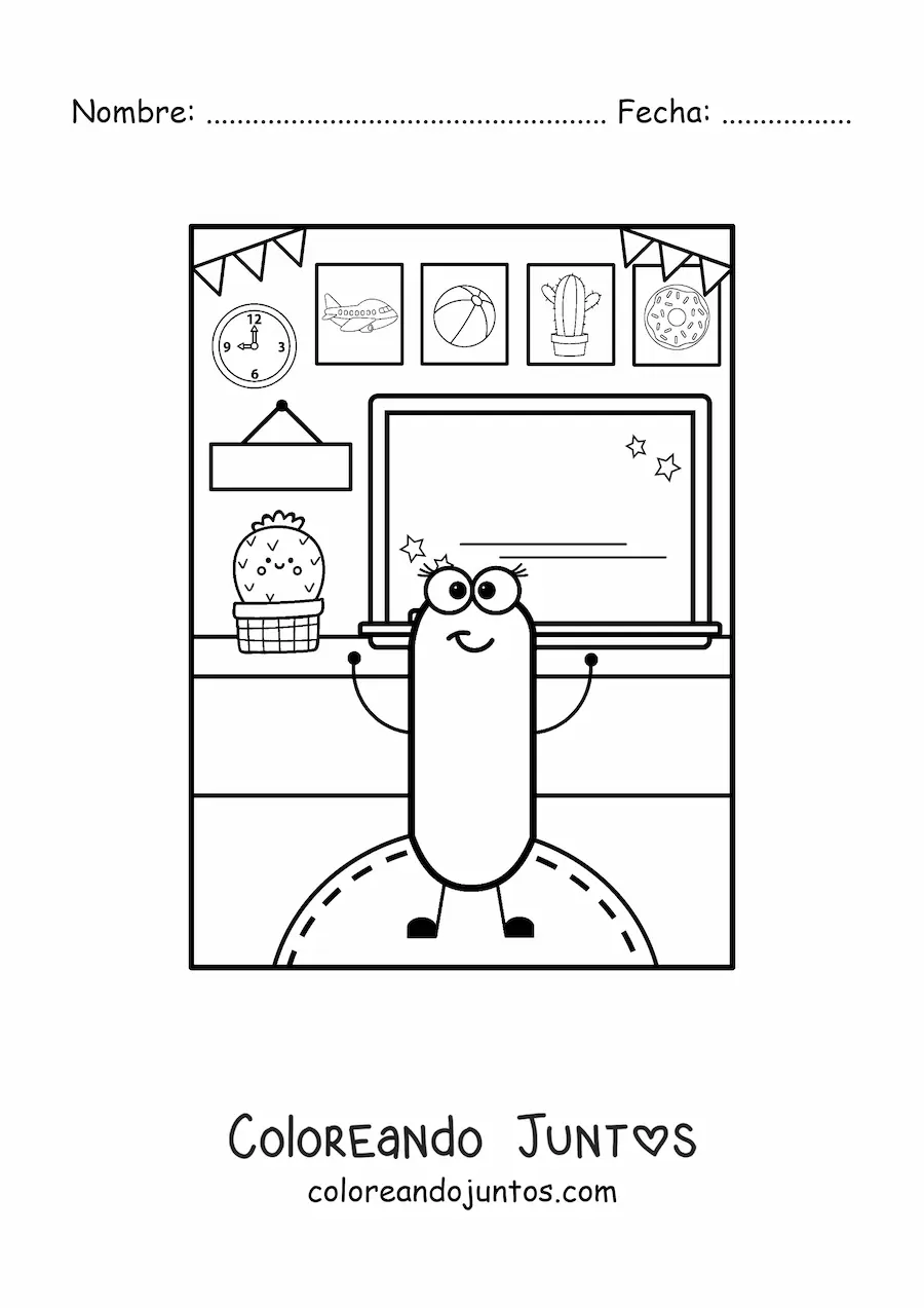Imagen para colorear de la letra i animada en la escuela