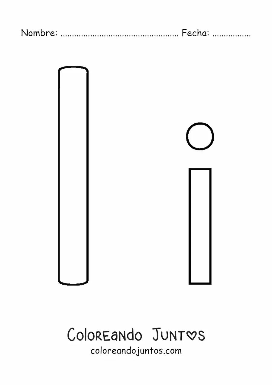 Imagen para colorear de letra i mayúscula y minúscula fácil